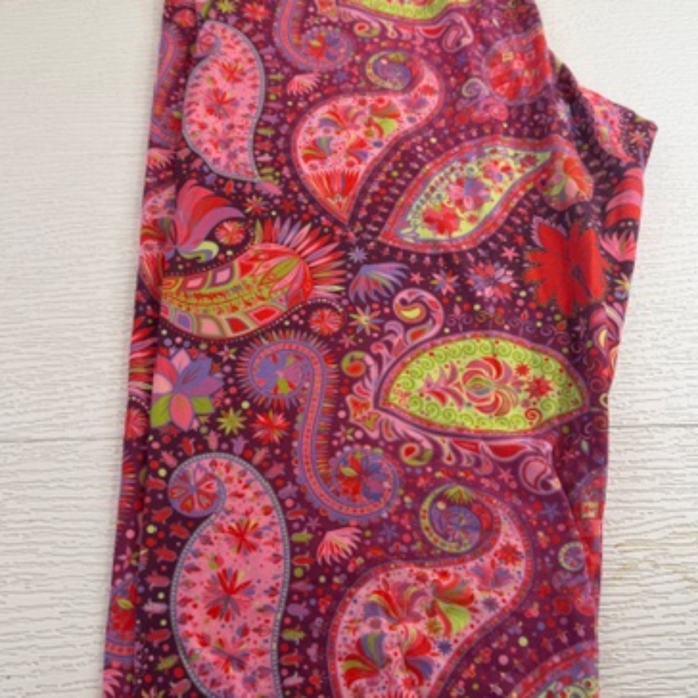 Fabulegs Bright Paisley Leggings Boho Multicolor Stretch Pants size xl